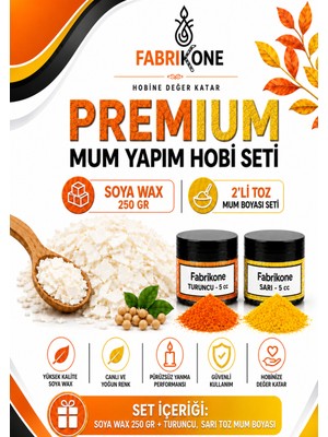 Fabrikone Premium Mum Yapım Hobi Seti - Soya Wax 250 gr - 2'li Toz Mum Boyası Seti - Turuncu, Sarı BKFABSW2502TSR