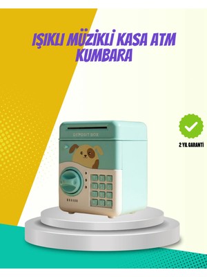 Sayarmarkt Atm Görünümlü Su Yeşili Otomatik Para Çeken Şifreli Kumbara