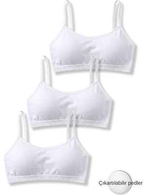Panfilia %95 Pamuklu Kız Çocuk Ince Askılı Pedli Alıştırma Sütyeni / Yarım Atlet