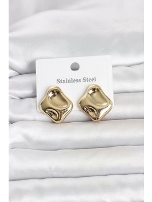 Nuvigo 316L Çelik Gold Renk Plaka Model Kadın Küpe TJ-BKP11818