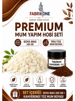 Fabrikone Premium Mum Yapım Hobi Seti - Soya Wax 250 gr - Tekli Toz Mum Boyası - Kahverengi BKFABSW2501KH
