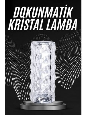 Sayarmarkt Kristal Lamba Masa Lambası Şarjlı Masa Lambası Dokunmatik Sensör USB Şarjlı