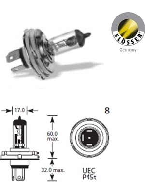 Negok Flösher H4 Halojen Far Ampülü 12 Volt 60/55 Watt