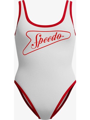 Speedo  Solid Bound Kadın Beyaz Mayo.-