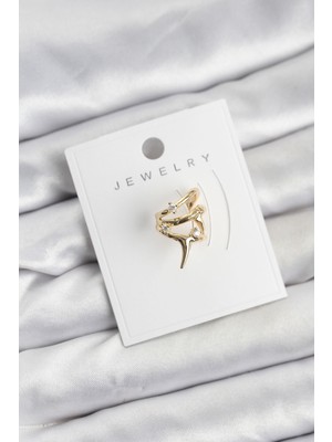 Negok Gold Renk Pirinç Diken Model Kıkırdak Earcuff Küpe