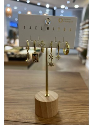 Yakemiyou Taşlı Yıldızlar Altılı Küpe