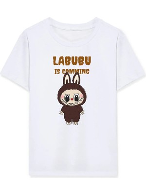 Nemere Kız Labubu Çocuk Baskılı T-Shirt - Beyaz