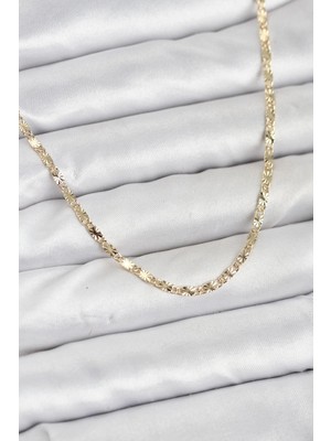 Nemere Mey Ithalat® cm 14K Gold Renk Lazerli Zincir Model Kadın Kolye