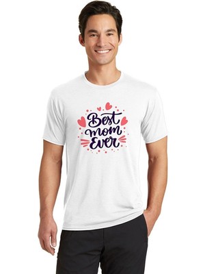 Nemere Bisiklet Yaka Baskılı Oversize T-Shirt - Beyaz