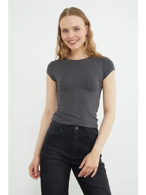 FullaModa Basic Bisiklet Yaka Tişört