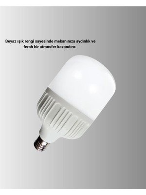 Enco Store Uzun Ömürlü Şarjlı LED Ampul 30 Watt Güçlü Aydınlatma