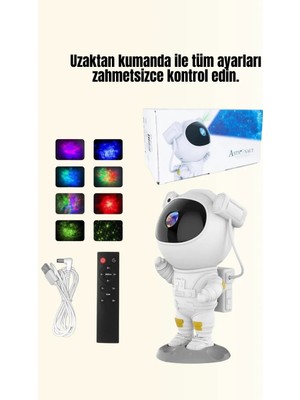 Motto Ticaret Bluetooth ve Dahili Ses Özellikli Astronot Projeksiyon Lambası