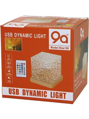 Motto Ticaret USB Kumandalı Rgb Su Desenli Mika Kristal Plastik Gece Lambası 9.5X9.5CMX11.5CM (5517)