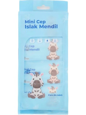 Motto Ticaret Mini Cep Islak Mendil Günlük Pratik 8'li Paket (5517)