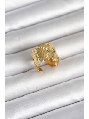 Vice Avm 316L Çelik Gold Renk Başak Modeli Kadın Yüzük BIJ/53122239