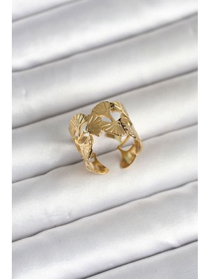 Vice Avm 316L Çelik Gold Renk Yelpaze Model Kadın Yüzük BIJ/53122236