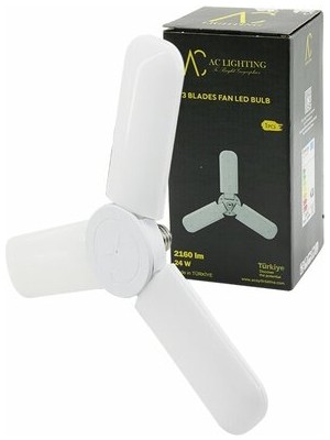 Motto Ticaret 3 Kollu 30W=270W - E27 Beyaz LED Ampul 2400LM - 6500K - 15CMX 3 Kanat SR-2430 (5517)