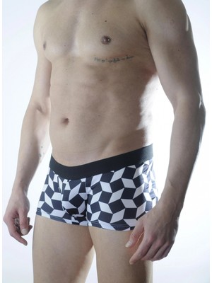 Liyuza Erkek 3D Küp Desenli Boxer