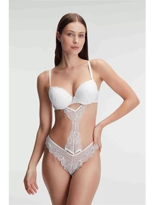 Liyuza Fantezi Destekli Balenli Kaplı Dantel Detaylı Sütyen Slip Iç Çamaşırı Takımı