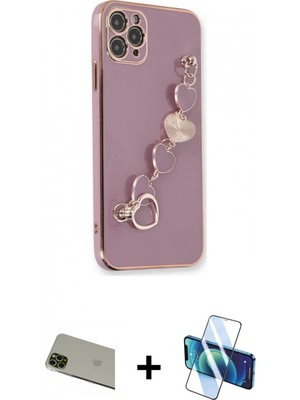 Marsilyan™- iPhone 11 Pro Max Kılıf Nova Işık Prime - Siyah 3D Antistatik Seramik Nano Ekran Koruyucu + Rainbow Kamera Lens Koruma Cam - Yl