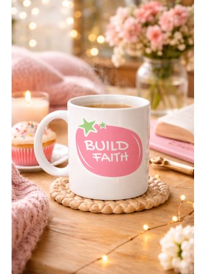 Renas Store Build Faith "umudunu Inşa Et" Yazılı Porselen Kupa Model 151 – Motivasyon Temalı, Kahve & Çay Kupas
