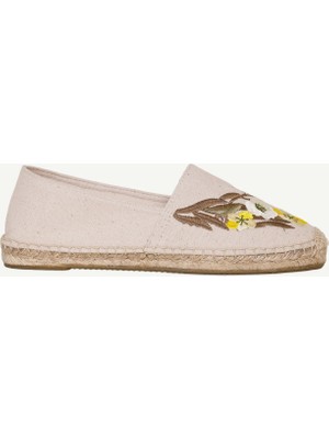 Yargıcı Küçük Çiçek Desenli Nakış Işleme Espadril