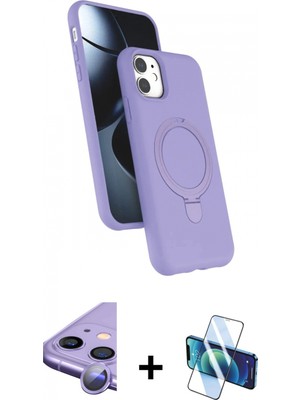 Marsilyan™- iPhone 11 Kılıf Iz Işık Koleksiyonu - Siyah 3D Antistatik Seramik Nano Ekran Koruyucu + Raze Metal Kamera Lens - Mr