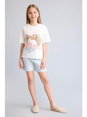 DeFacto %100 Pamuk Regular Fit Baskılı 2'li Pembe Pijama Takımı Kız Çocuk H5585A826SM