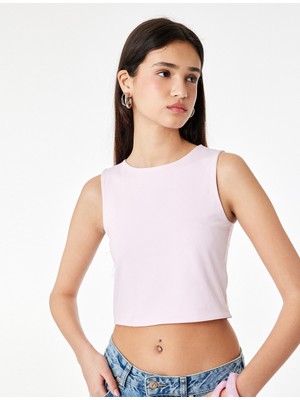 Koton Kolsuz Bisiklet Yaka Slim Fit Crop Bluz
