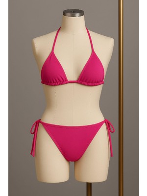 Kadın Fuşya Yandan Bağlamalı Bikini Mayo Takımı