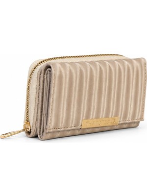 Güneş Kadın Krem Fermuarlı Cüzdan Kartlık Bölmeli Şık Günlük Cüzdan
