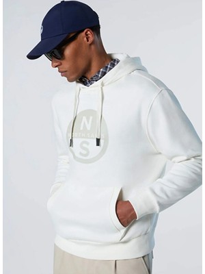 North Sails Beyaz Erkek Bisiklet Yaka Regular Fit Logo Baskılı Sweatshirt NS0000691094