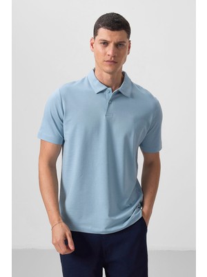 Tommy Life Buz Mavi Standart Kalıp Basic Polo Yaka Erkek T-Shirt - 87768