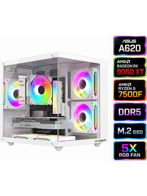Xaser Eco X50 Ryzen 5 7500F 16GB Ram 512GB M.2 Nvme SSD 16GB RX9060 Xt Oyuncu Tavsiye Sistem
