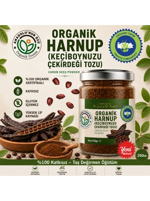 Anadolunun Özü %100  Organik Harnup Unu (Keçiboynuzu Tozu) 250 gr | Katkısız • Yoğun Aromalı • Glutensiz • Lif ve Mineral Kaynağı