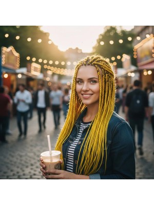 Liyuza Afrika Örgüsü ve Rasta Için Sentetik Saç - Sarı