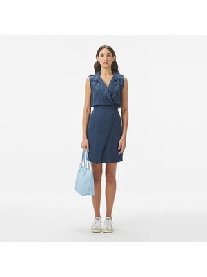 Lacoste Kadın Classic Fit Kolsuz Lacivert Elbise