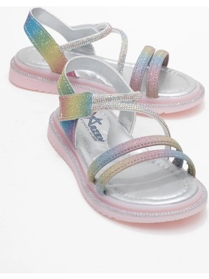 Ccway 4 Biyeli Taşlı Çocuk Sandalet Multi