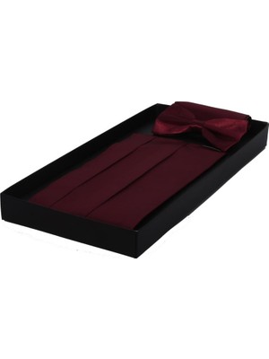 Brianze Bordo Smokin Kemeri Set Ayarlanabilir Standart Beden Saten Kumaşla Şıklık Sunar Skmr-3