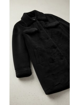 Only Kadın Siyah Jacket 15260048 Uzun Kol Bisiklet Yaka Günlük Stil Midi Model