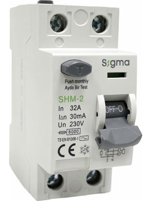 Sigma SHM2P 30MA 32A 6ka Monofaze Kaçak Akım Koruma Şalteri