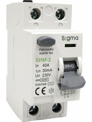 Sigma SHM2P 30MA 40A 6ka Monofaze Kaçak Akım Koruma Şalteri