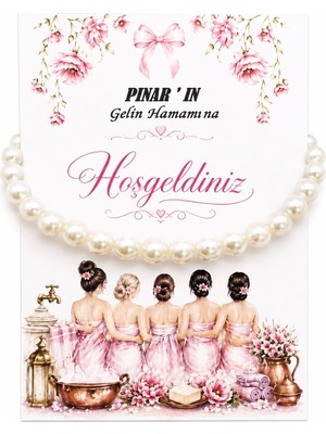 Gelin Hamamı Isme Özel Hediye Kartlı Inci Bileklikler 5 Adet