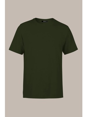 Mmetalic Erkek Haki T- Shirt Regular Fit Rahat Kesim Bisiklet Yaka Basic Tişört
