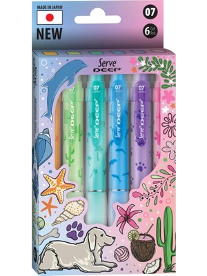 Serve Deep Uçlu Kalem 0.7mm - Doğa Desenli Pastel - 6'lı Set