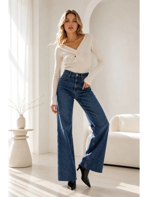 Wish&Moon Kadın Mavi Straight Jeans