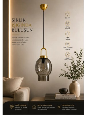 Lumexx Aura Tekli Füme Camlı Eskitme Sarkıt