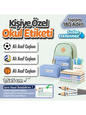 Obibaskı Kişiye Özel Okul Etiket Seti - 180 Adet - Kokusuz Ekolojik Mürekkep Pvc Etiket Sticker-Top Model