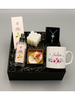 As Gift Kişiye Özel Beyaz Kupa & Gümüş Kaplama Balonlu Kolye & Bubble Mum & Rebul Kolonya & Kokulu Sabun