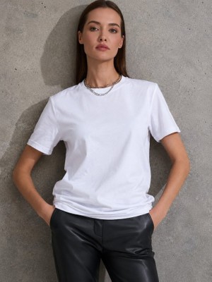 Sidelya Concept Unisex Kısa Kollu Bisiklet Yaka Basic Viskon Bluz
